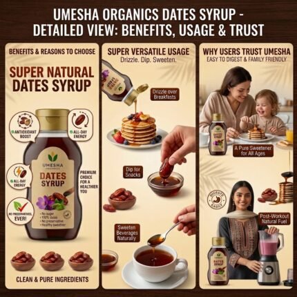 Umesha Organics Dates Syrup 450g - 100% natural sweetener made from pure dates
