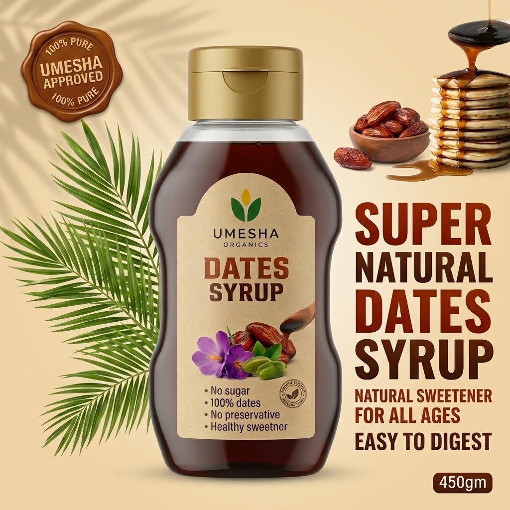 Umesha Organics Dates Syrup 450g - 100% natural sweetener made from pure dates Dates Syrup – 100% Natural Sweetener | 450g - Image 1
