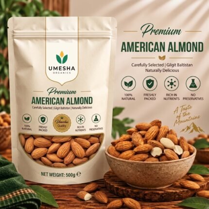 umesha organics premium american almond badam giri 500g pack